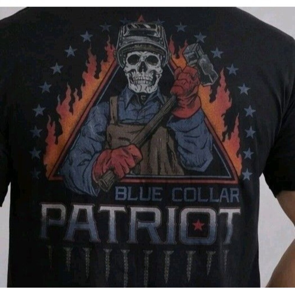 Howitzer Style Men's T-Shirt Blue Collar Patriot Military Grunt‎ MFG Small A118